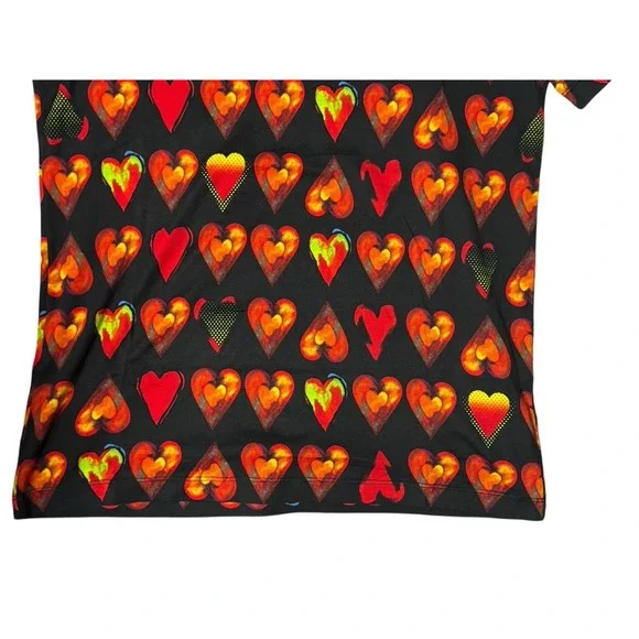 sz XSNEW $650 VERSACE Mens Black Cotton ‎ HEART RUNWAY PRINT Crew Neck T-SHIRT